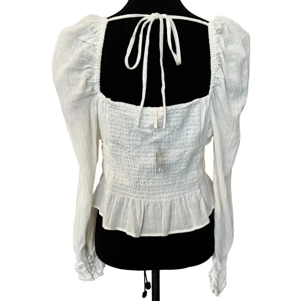 New  ~ FREE PEOPLE  ~ Chloe Long Sleeve Crop Top Medium ~ ANTHROPOLOGIE